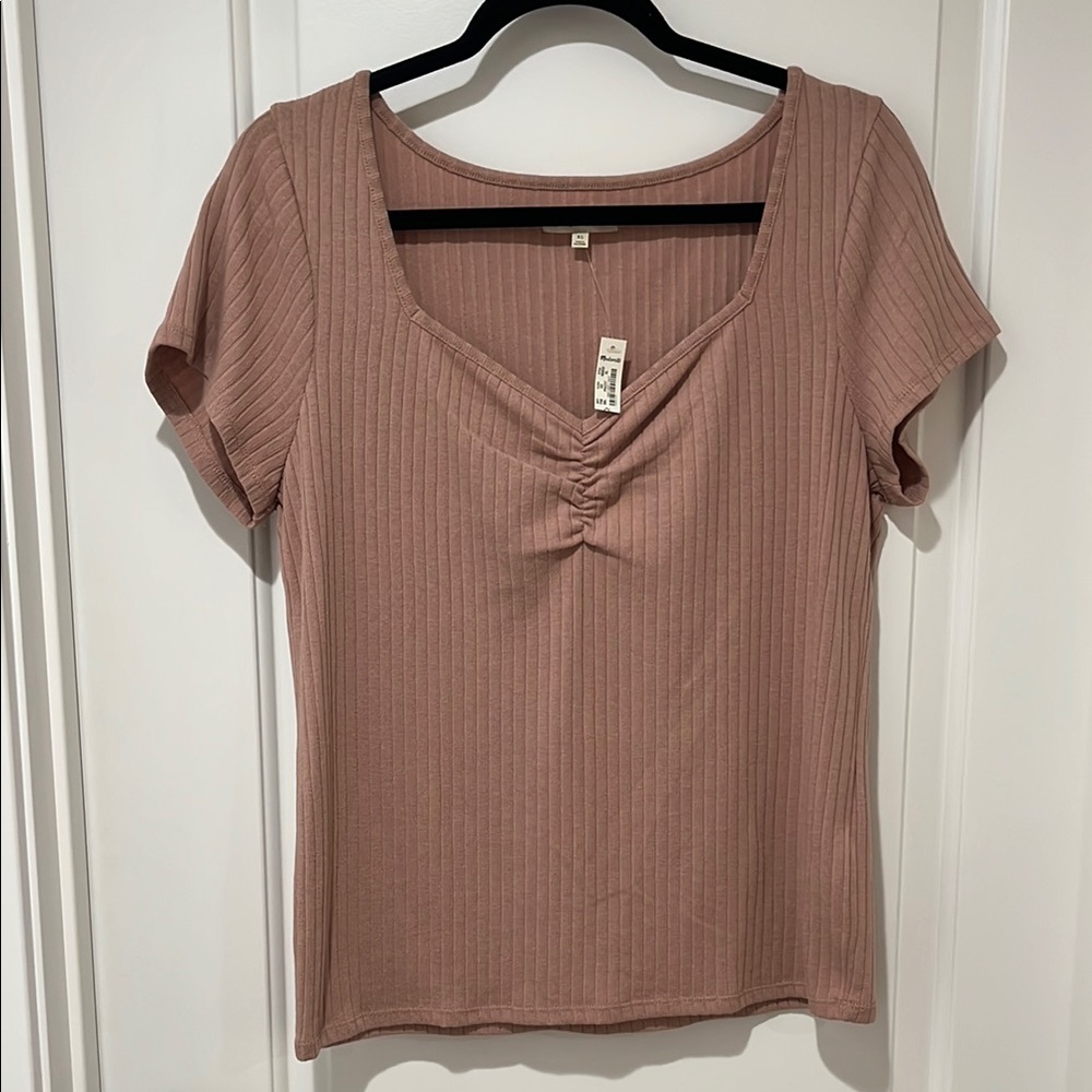 MADEWELL Women's sweetheart Ribbed Knit Top - Mauve